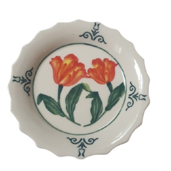 Hand painted floral trinket catchall decorative floral dish - Picture 1 of 5